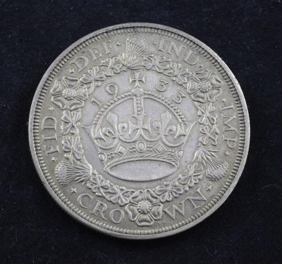 A George V 1933 silver crown,